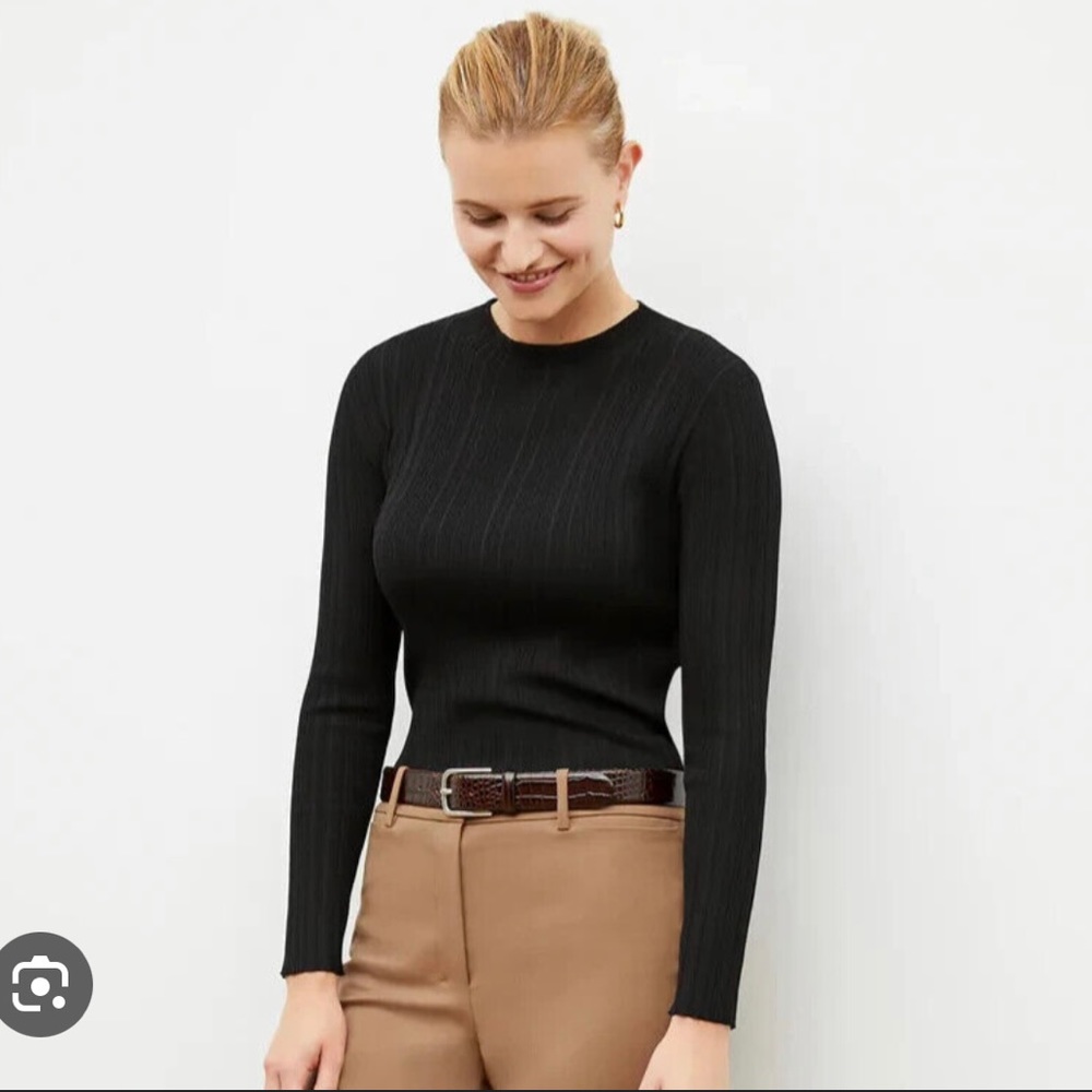 MM Lafleur Black Ribbed Long Sleeve Top